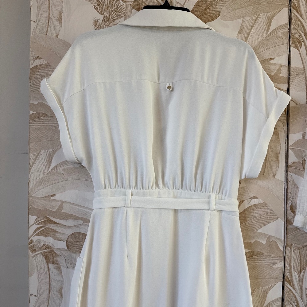 Ivory Belted Shirt Dress – Chic Collared Mini with Pockets ZARA - Picture 4 of 7